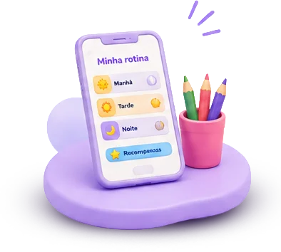 Celular com rotina dividida em manhã, tarde e noite