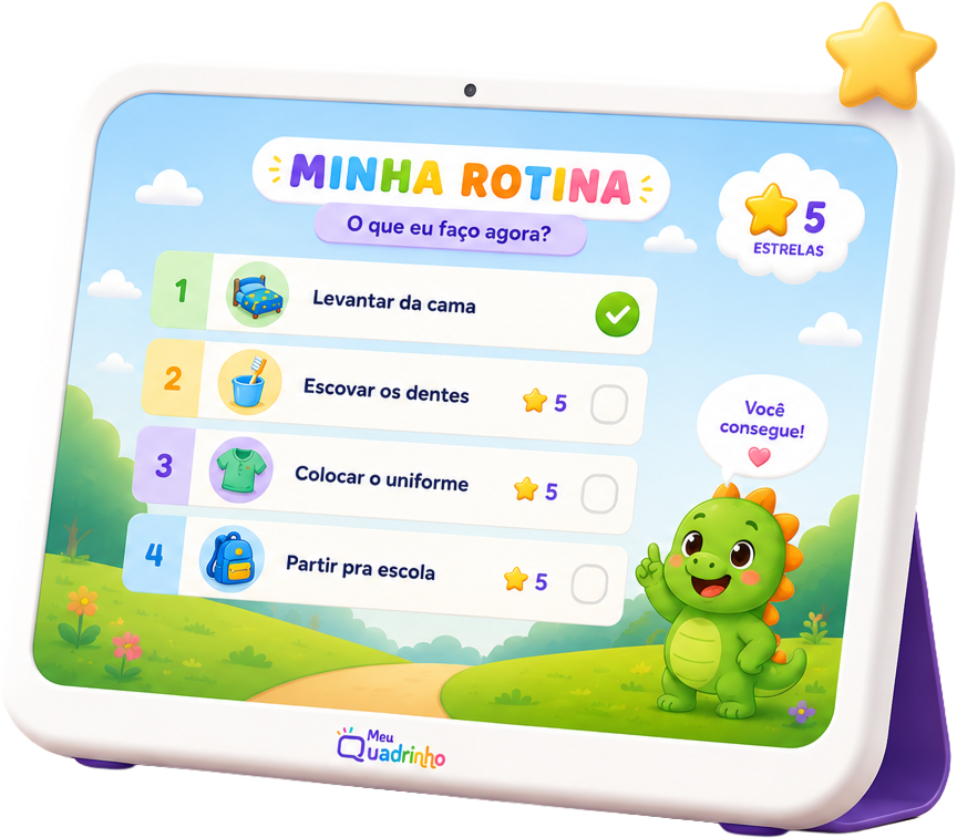Meu Quadrinho exibindo uma lista de rotina infantil